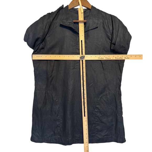 Paperwhite Womens Linen Dress 10 Black Long Sleeve Lagenlook Minimalist‎ Capsule - Picture 4 of 6